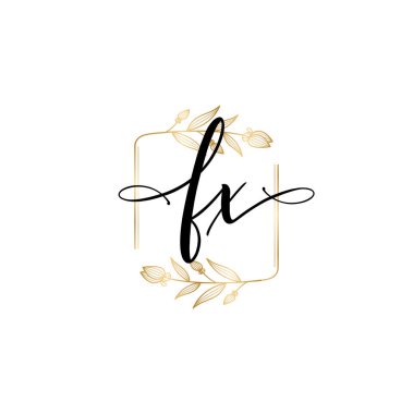 FX Baş harfli Çiçek Monogram Logoları