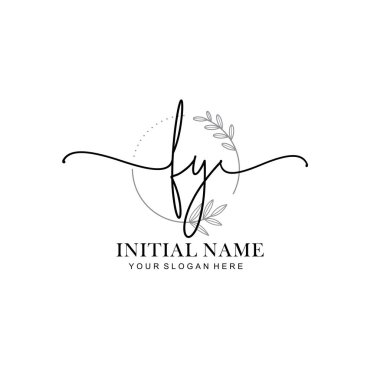Üzerinde FY harfleri olan Çiçek Monogram Logoları