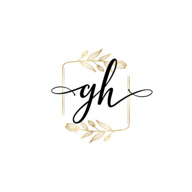 GH Baş harfli Çiçek Monogram Logoları