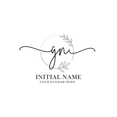 GN Baş harfli Çiçek Monogram Logoları