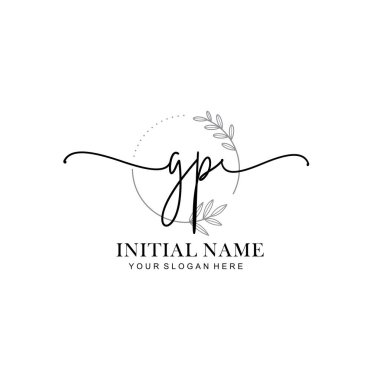 GP Baş harfli Çiçek Monogram Logoları