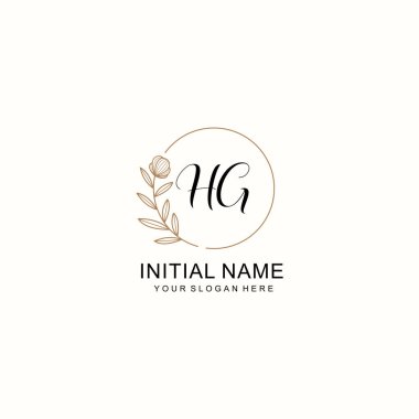 Zarif Çiçek Baş Logosu Tasarımı, HG Monogram Markalaştırma Konsepti
