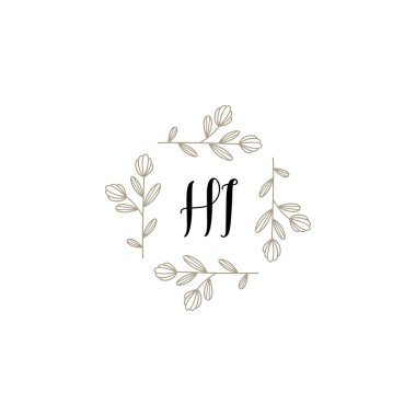Baş harfleri HI olan Botanik Monogram Logoları