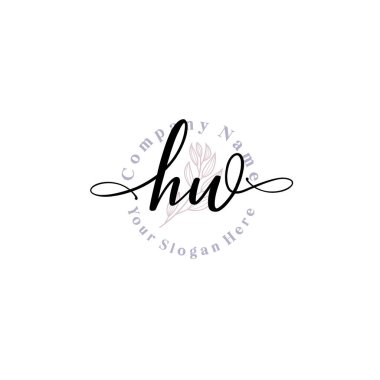 HW Baş harfli Çiçek Monogram Logoları