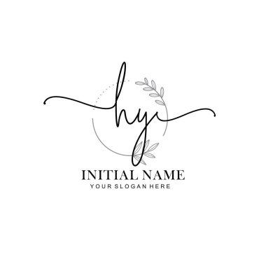 Üzerinde HY harfleri olan Çiçek Monogram Logoları