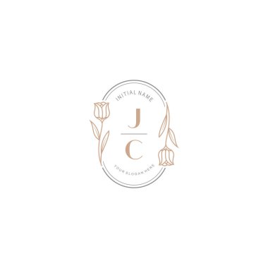 Baş harfleri JC olan Botanik Monogram Logoları