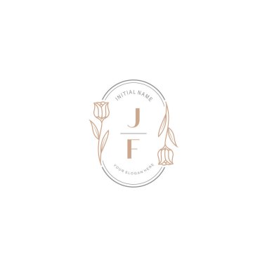 Baş harfleri JF olan Botanik Monogram Logoları