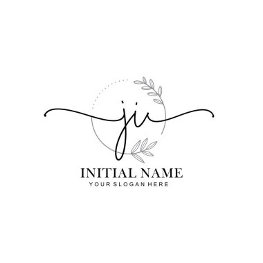 Baş harfleri JI olan Çiçek Monogram Logoları