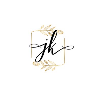 JK Baş harfli Çiçek Monogram Logoları