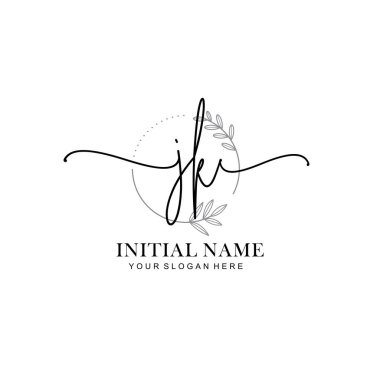 JK Baş harfli Çiçek Monogram Logoları