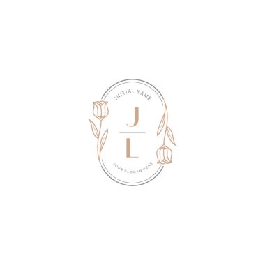 Baş harfleri JL olan Botanik Monogram Logoları