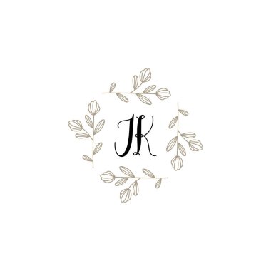 Baş harfleri JK olan Botanik Monogram Logoları