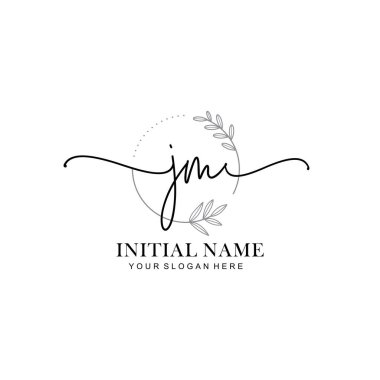 JM Baş harfli Çiçek Monogram Logoları