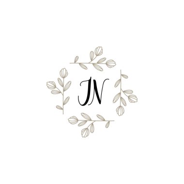 Baş harfleri JN olan Botanik Monogram Logoları