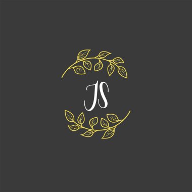 Baş harfleri JS olan Botanik Monogram Logoları