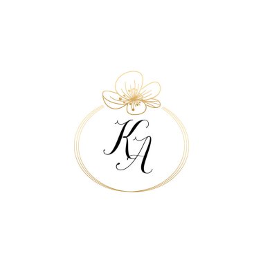Baş harfleri KA olan Botanik Monogram Logoları