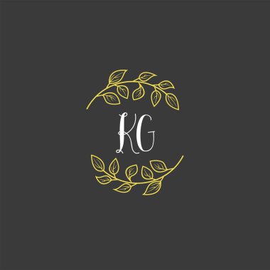 Baş harfleri KG olan Botanik Monogram Logoları
