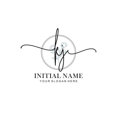 KJ harfli Çiçek Monogram Logoları