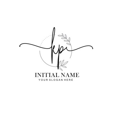 KP Baş harfli Çiçek Monogram Logoları