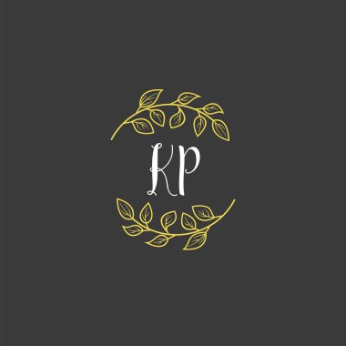 Baş harfleri KP olan Botanik Monogram Logoları