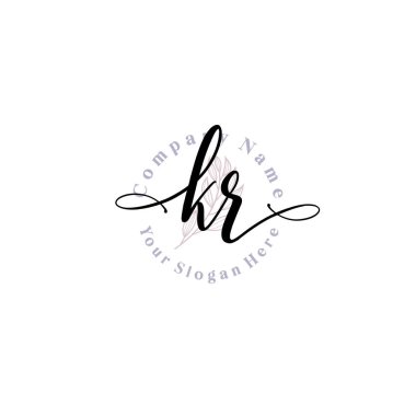 KR Baş harfli Çiçek Monogram Logoları