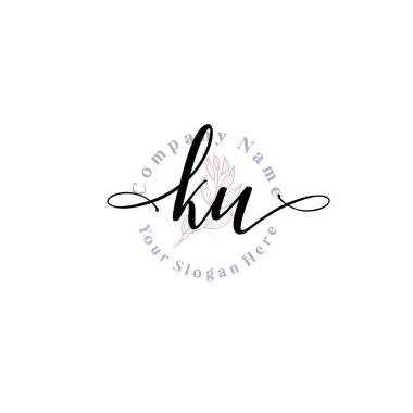 KU Baş harfli Çiçek Monogram Logoları
