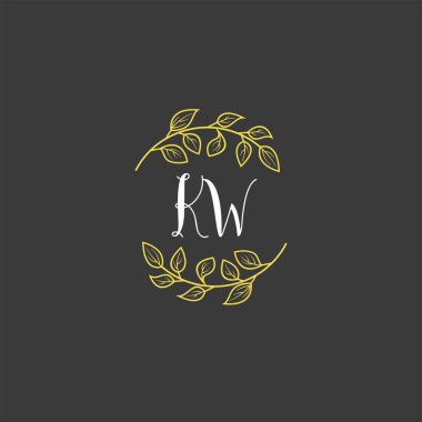 Baş harfleri KW olan Botanik Monogram Logoları
