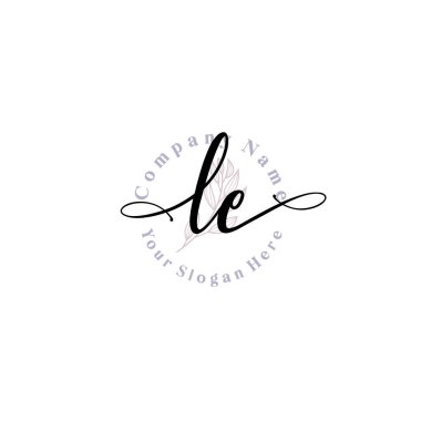 LE Baş harfli Çiçek Monogram Logoları