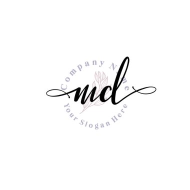 MD harfli Çiçek Monogram Logoları