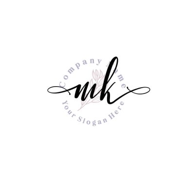 MK harfli Çiçek Monogram Logoları