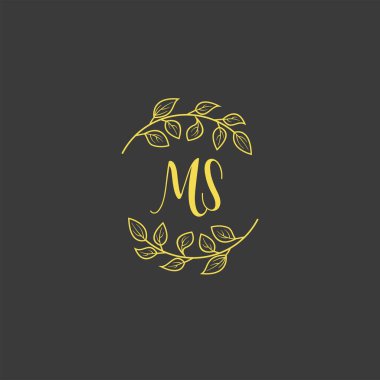 Baş harfleri MS olan Botanik Monogram Logoları