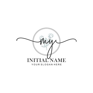 Baş harfli Çiçek Monogram Logoları