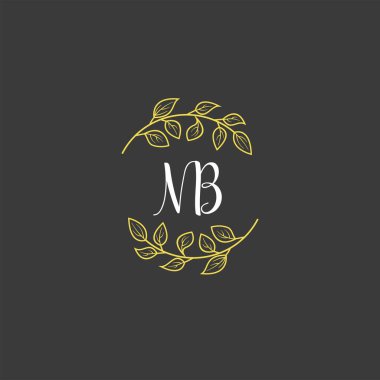 Baş harfleri NB olan Botanik Monogram Logoları