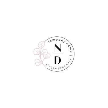 Zarif Çiçek Baş Logosu Tasarımı, ND Monogram Markalaştırma Konsepti