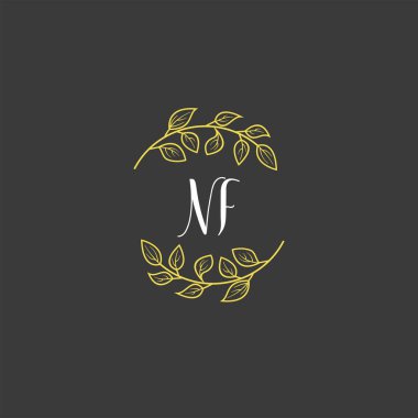 Baş harfleri NF olan Botanik Monogram Logoları