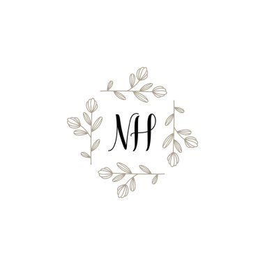 Baş harfi NH olan Botanik Monogram Logoları