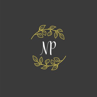 Baş harfi NP olan Botanik Monogram Logoları