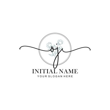 OJ harfli Çiçek Monogram Logoları