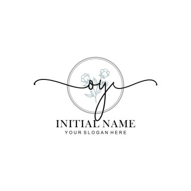 OY harfli Çiçek Monogram Logoları