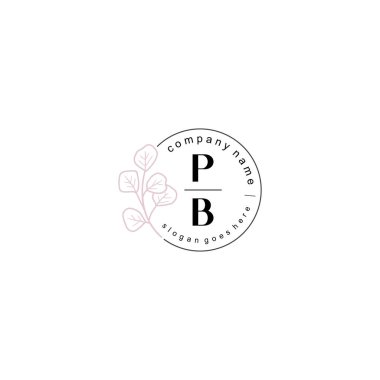 Zarif Çiçek Baş Logosu Tasarımı, PB Monogram Markalaştırma Konsepti