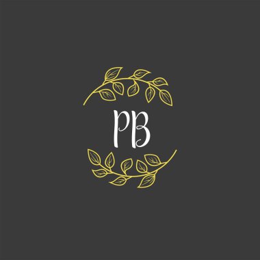 Baş harfleri PB olan Botanik Monogram Logoları