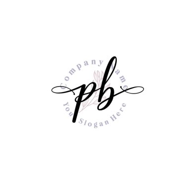 Üzerinde PB harfleri olan Çiçek Monogram Logoları