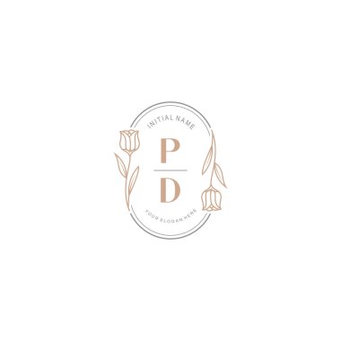 Baş harfleri PD olan Botanik Monogram Logoları