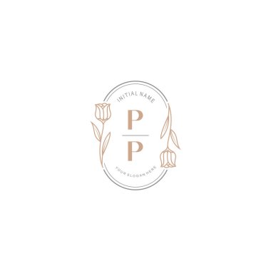 PP harfli Botanik Monogram Logoları