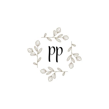PP harfli Botanik Monogram Logoları