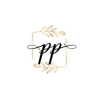 PP harfli Çiçek Monogram Logoları