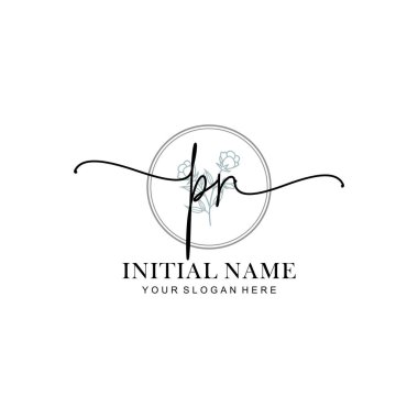 Halkla İlişkiler Baş harfli Çiçek Monogram Logoları