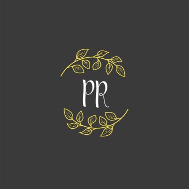 İlk halkla ilişkiler ile botanik monogram logoları