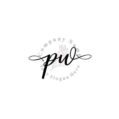 PW Baş harfli Çiçek Monogram Logoları