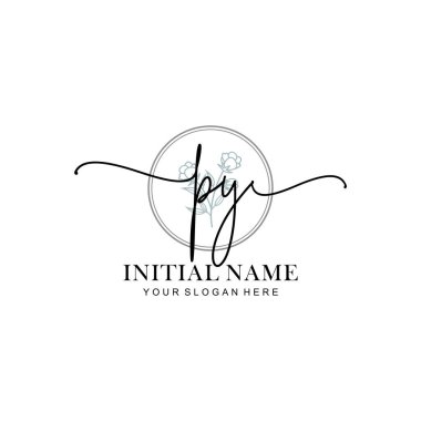 Baş harfleri PY olan Çiçek Monogram Logoları
